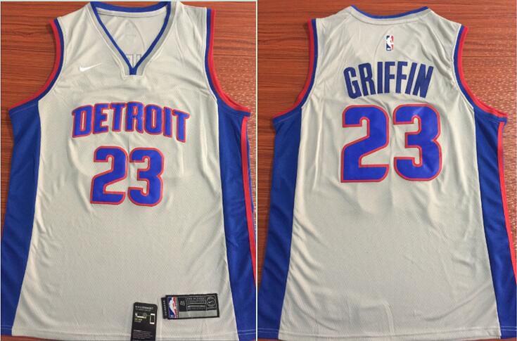Men Detroit Pistons #23 Griffin White Nike Game NBA Jerseys